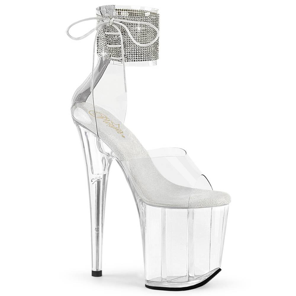 Pleaser - FLAMINGO824RS Sandale à bride à la cheville, Pole dance chaussures - Transparent Product image
